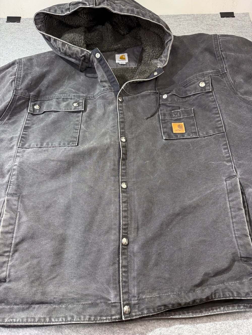 Carhartt Hooded Multi-Pocket Sherpa Lined Jacket Size 3XL Black